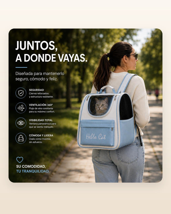 Mochila transportadora con ventana para gatos