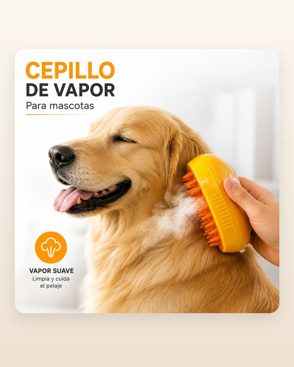 Cepillo de vapor para mascotas con dientes de silicona